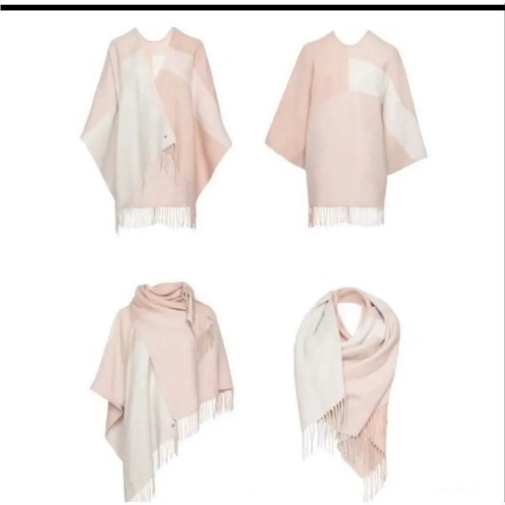 Soia & Kyo Miku Colorblocked Woven Pink Cream Knit Scarf with Fringe New in Pack